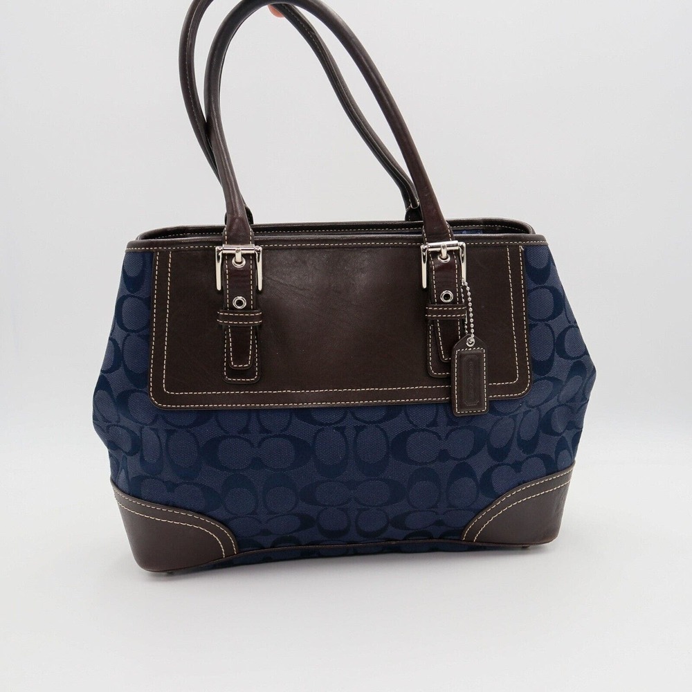 Coach Signature Jacquard Hampton Satchel Handbag Black Canvas F11220 Lux…​